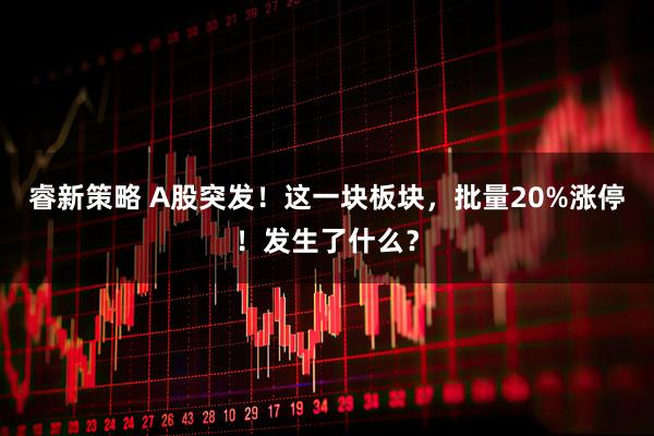 睿新策略 A股突发!这一块板块,批量20%涨停!发生了什么?