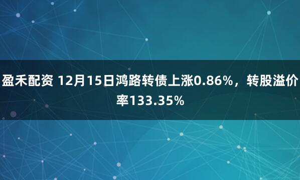 盈禾配资 12月15日鸿路转债上涨0.86%，转股溢价率133.35%