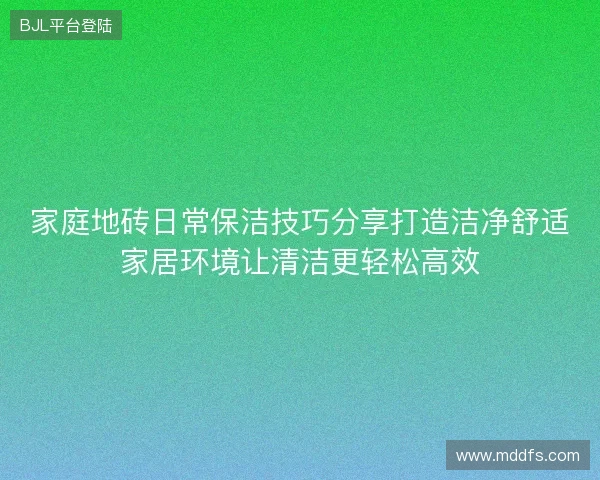 家庭地砖日常保洁技巧分享打造洁净舒适家居环境让清洁更轻松高效